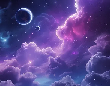 Clouds and planets in space